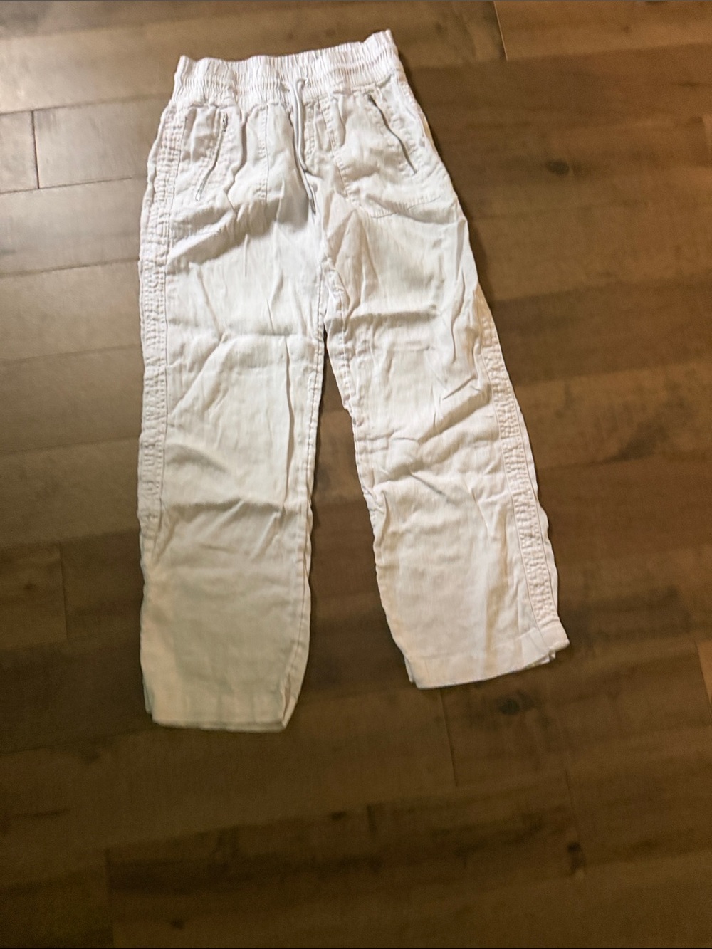 💘Athleta White Wide-Leg Linen-Blend Pants